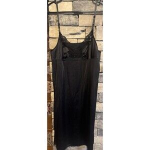 Vintage Vassarette Black Nightgown Slip Intimate Silky Dress Size 38